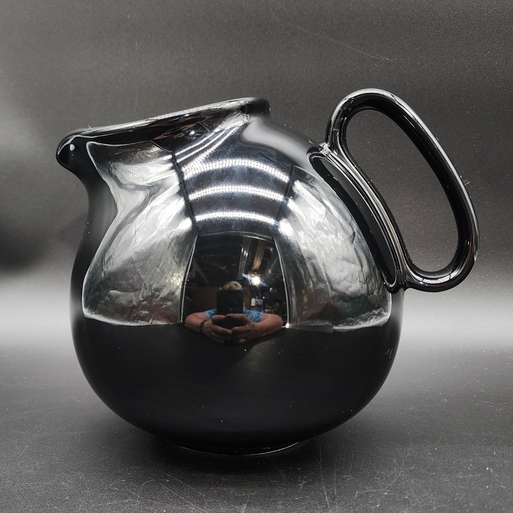 Waechtersbach Black Orb Pitcher Spain MCM Minimalist Sleek Retro Glossy Jug